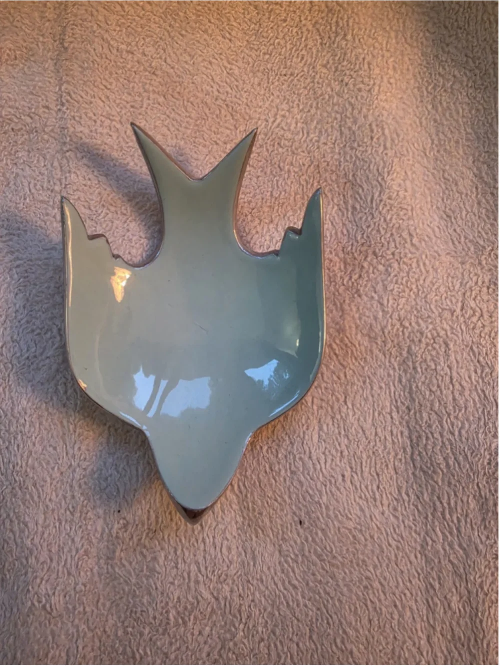 Lunares San Francisco Enameled Aluminum Dove Trinket Dish Pale Green & Polished
